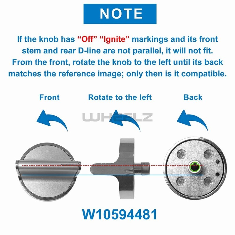 2X W10594481 Gas Range Stove Knobs Replaces fit Whirlpool Range WCG97US0DS00 gallery