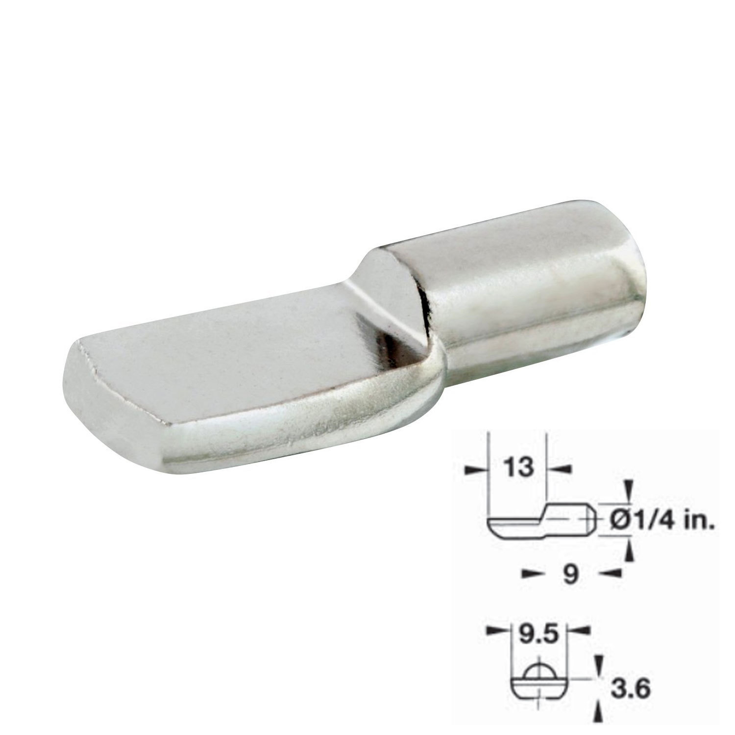 1/4 Inch PIN SPOON SHAPED SHELF SUPPORT NICKEL PLATED gallery