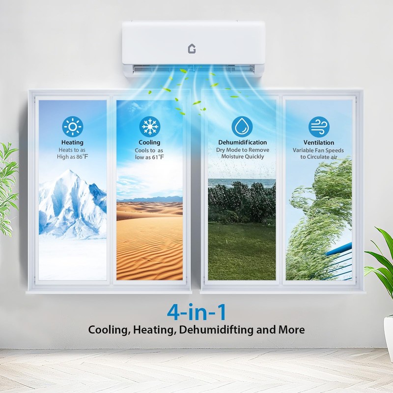 Heating Cooling Mini Split 9000 BTU Air Conditioner Up to 450 Sq Ft Tool Set gallery