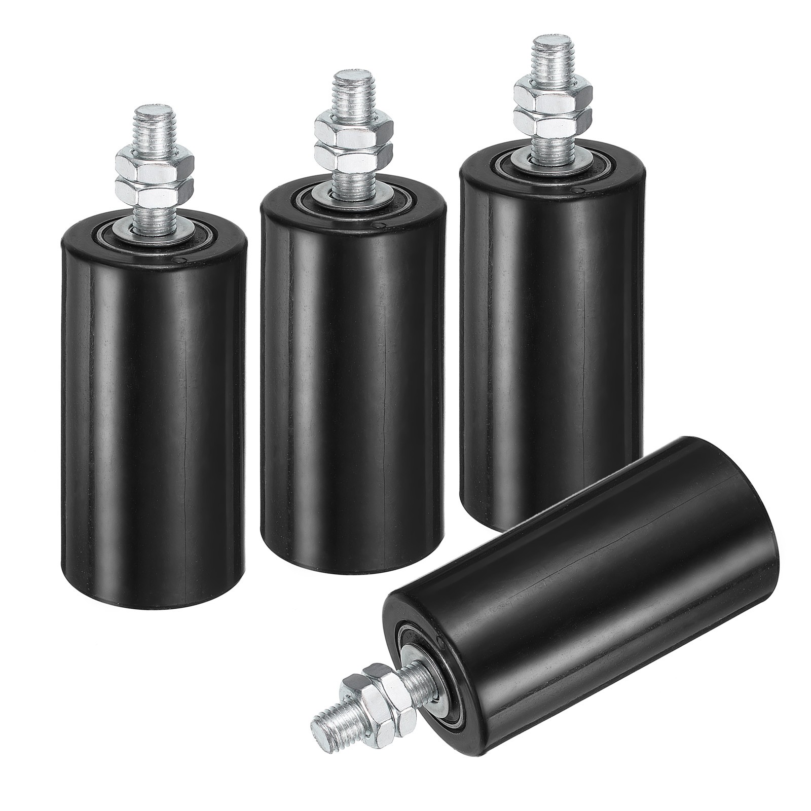 4Pcs Slide Gate Guide Roller 4" Nylon Sliding Gate Support Assembly Black gallery