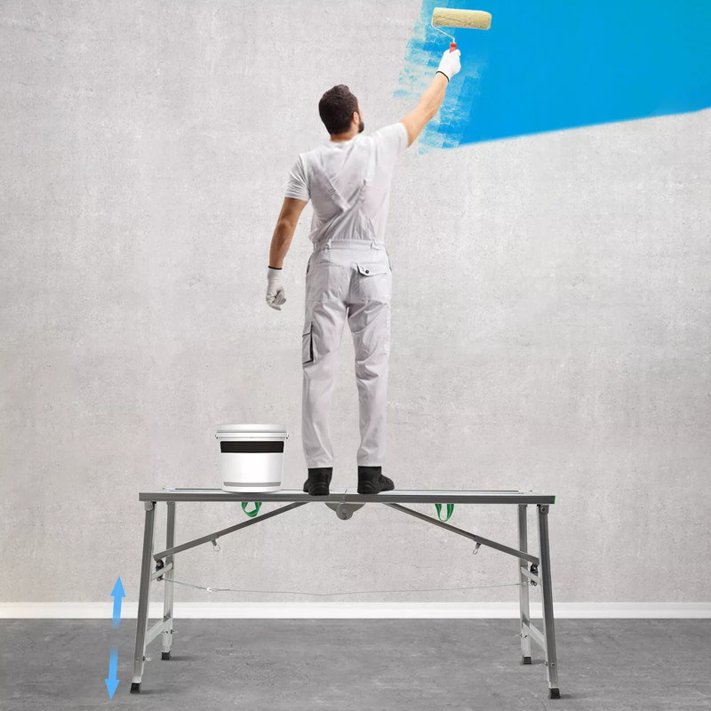 Height Adjustable Folding Non-slip Work Platform Bench Step Scaffolding - gallery