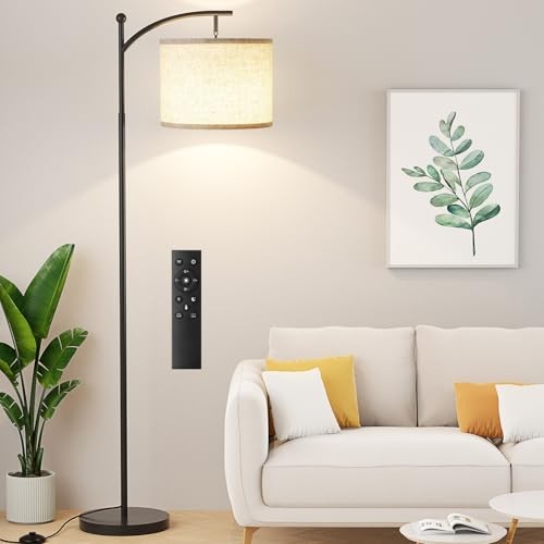 60" Floor Lamp with Remote Control and Stepless 61 inches A：beige & black gallery