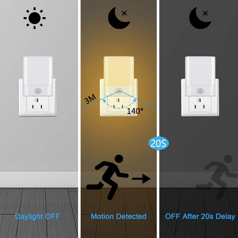 LED Night Light Plug In, Motion Sensor Night Light with Adjustable Brightness 3 gallery