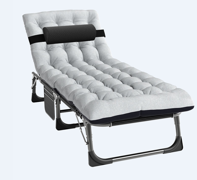 New 4 Level Adjustable Cot Rollaway Folding Bed Black Frame with Black Mattress gallery
