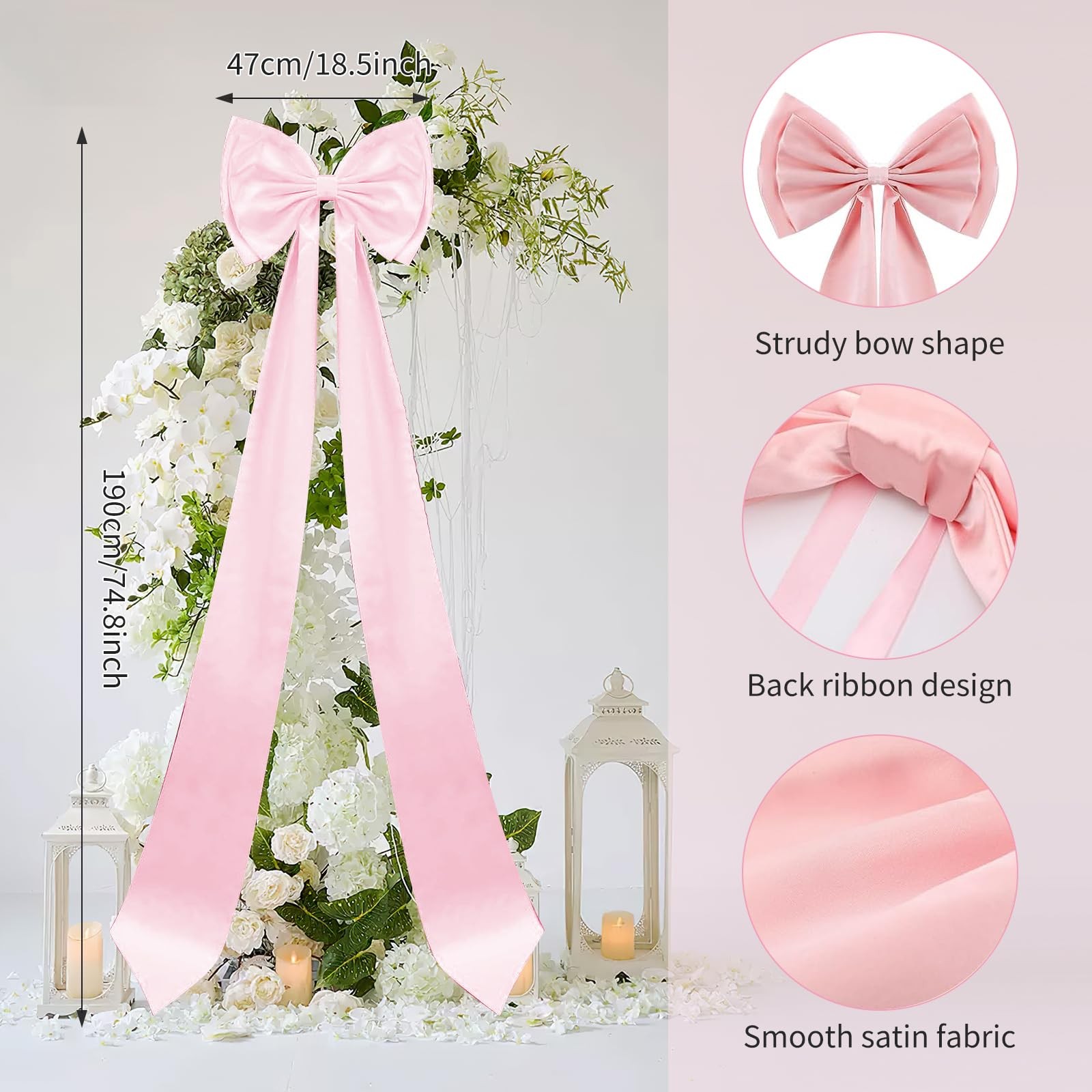 75x18 Inch Giant Pink Satin Bow Decoration Party Backdrop Wall Hanging gallery
