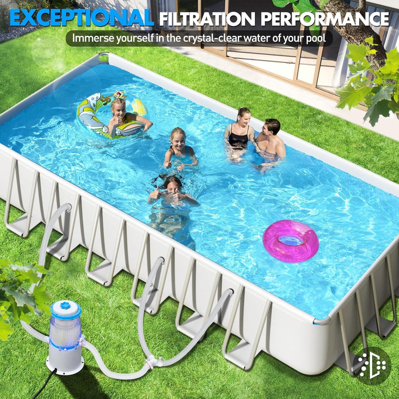1000 GPH Light-Up Pool Filter Pump with Blue LED Light gallery