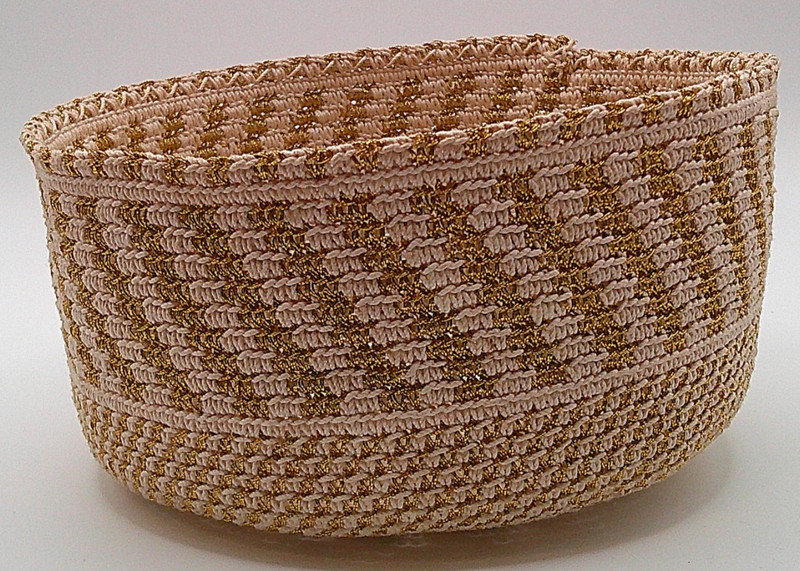 Handwoven Gold and Cream Thread Open Baskets Floral and Geometric Set of 3 gallery