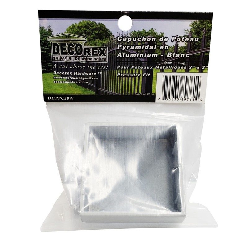 2" x 2" Decorex Hardware Aluminium Pyramid Post Cap for Metal Posts - White gallery