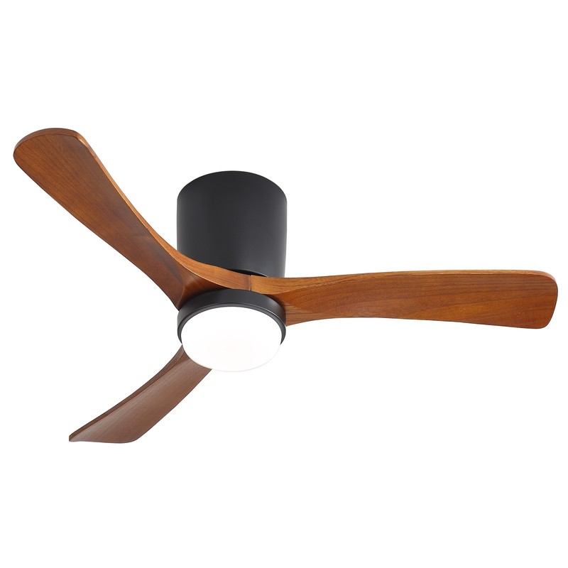 Sofucor 42in Flush Mount Celing Fan with Dimmable Light and Remote,Black+Walnut. gallery