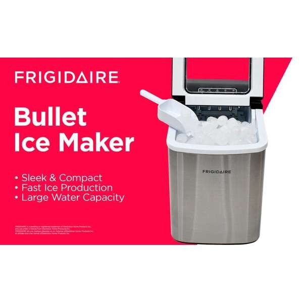 Frigidaire, 26 Lbs. Countertop Ice Maker, Bullet Shaped Ice, Stainless Steel gallery