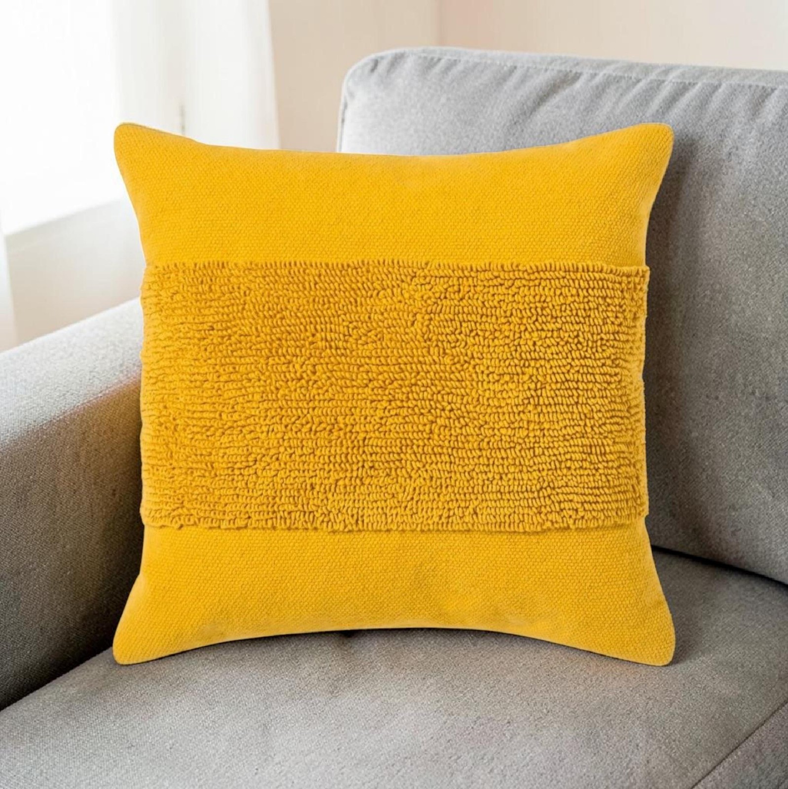 Project 62 Textured Throw Pillow Square Summer Wheat Yellow Polyester Indoor gallery