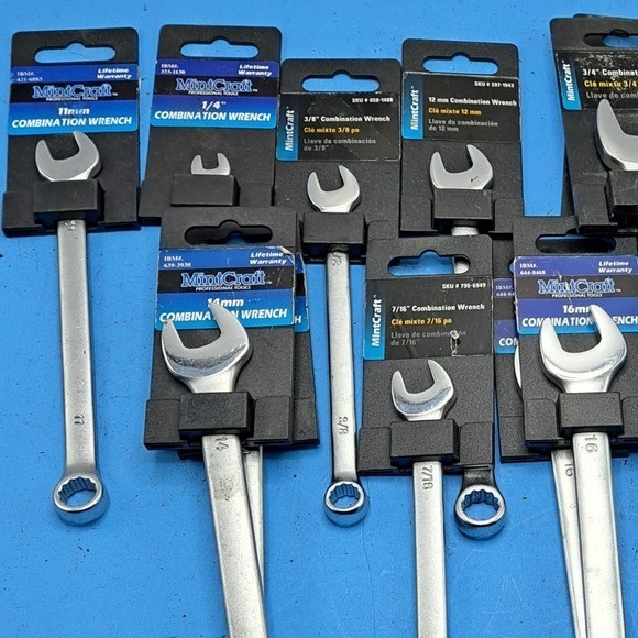MintCraft Combination Wrench Lot 19pc Metric SAE Vintage Hand Tools Set NWT gallery