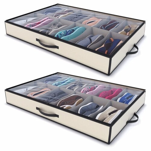 Woffit Under Bed Shoe Storage Organizer Set of 2 Containers, Each Fit 12 Shoes gallery