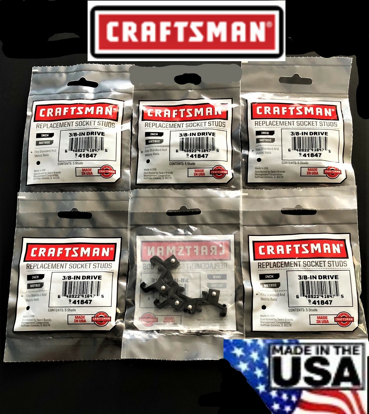 30 CRAFTSMAN 3/8" BLACK REPLACEMENT SOCKET STUDS RACK RAIL CLIPS 941847 USA MADE gallery