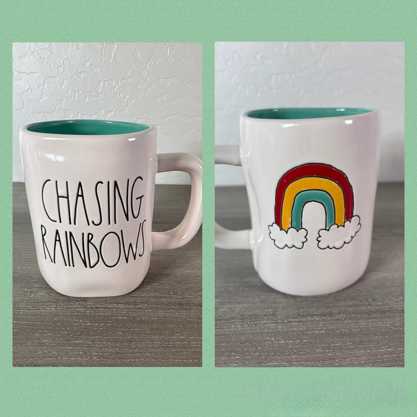 Rae Dunn CHASING RAINBOWS Mug - Double sided - Ceramic - New gallery