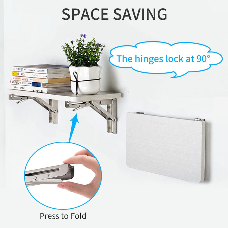Folding Shelf Brackets 12", Max Load: 330lb Heavy Duty Stainless Steel Collapsib gallery
