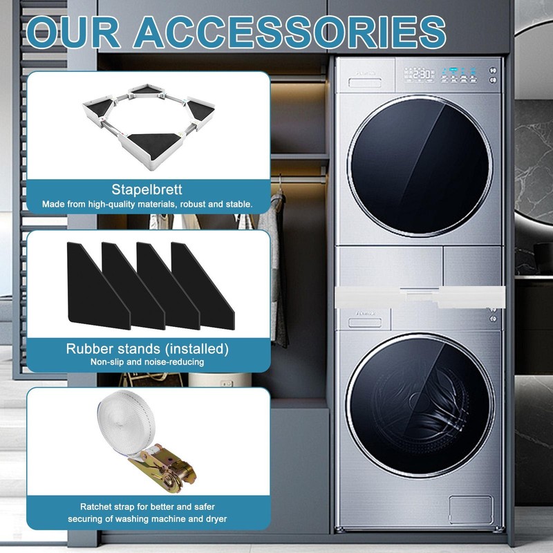 Universal Washer Dryer Stacking Kit with Sliding Shelf, Adjustable 21"– 27" gallery