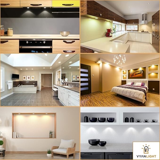 VYANLIGHT LED Puck Lights 16 Colors w/ Remote - Rechargeable Under Cabinet gallery