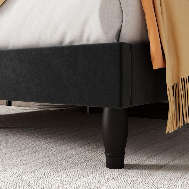 SHA CERLIN Queen Bed Frame with Adjustable Headboard/Velvet Upholstered/Diamond gallery