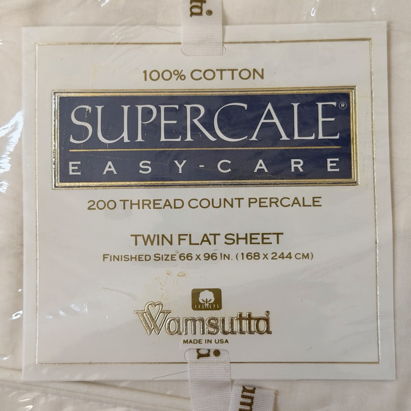 Wamsutta SUPERCALE Easy-care 200 Thread Percale Twin Flat Sheet Cotton Ivory USA gallery