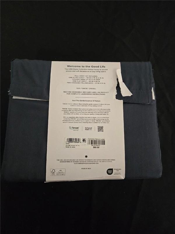 #= UGG Laurel Full Sheet Set 100% Tencel Lyocell Washable Soft Navy NEW gallery