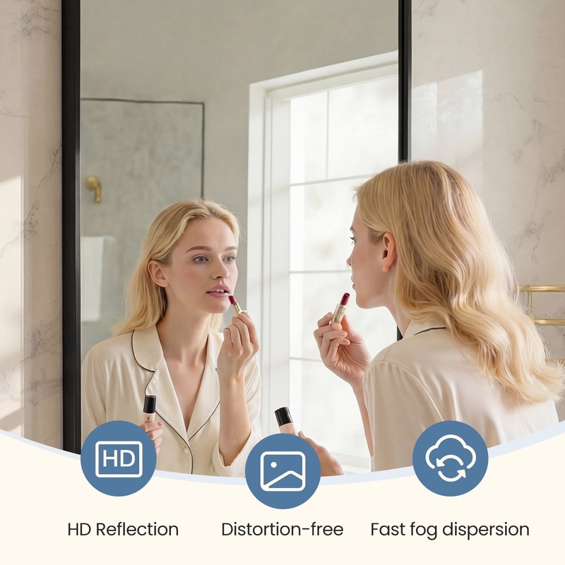 Rectangular Aluminum Alloy Frame Wall Mounted Bathroom Mirror w/ Rounded Corners gallery