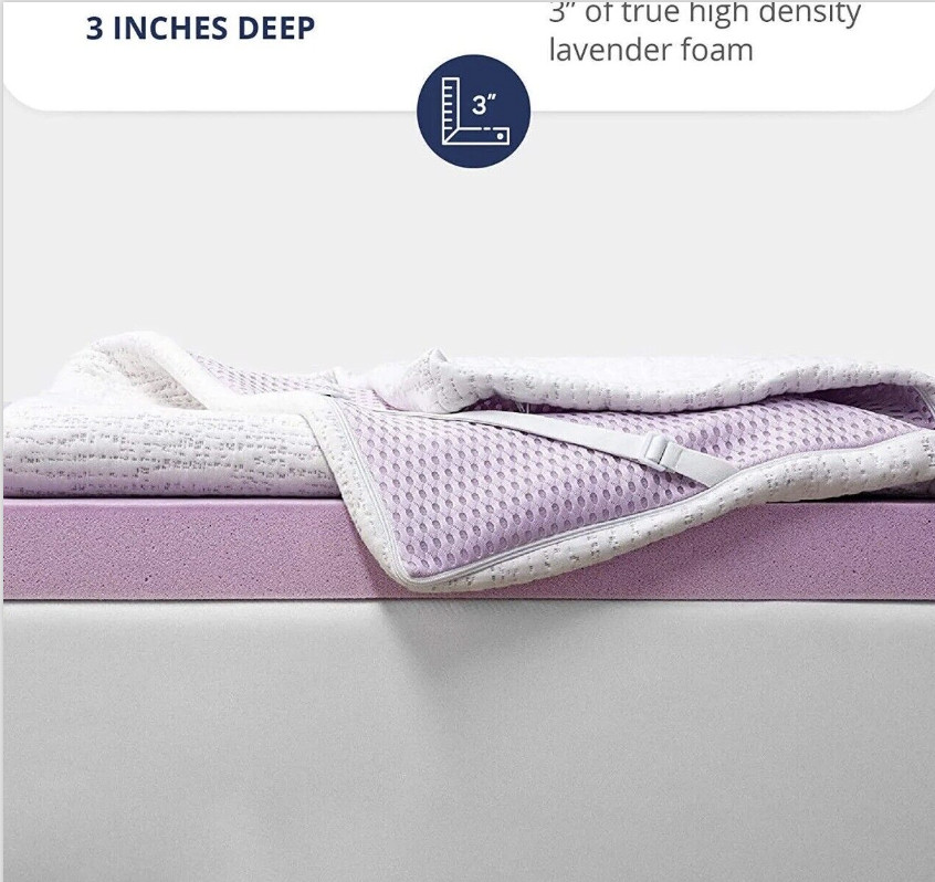 King 3 Inch Purple Memory Foam Mattress Topper Gel Infused Cooling Mattress Pad gallery