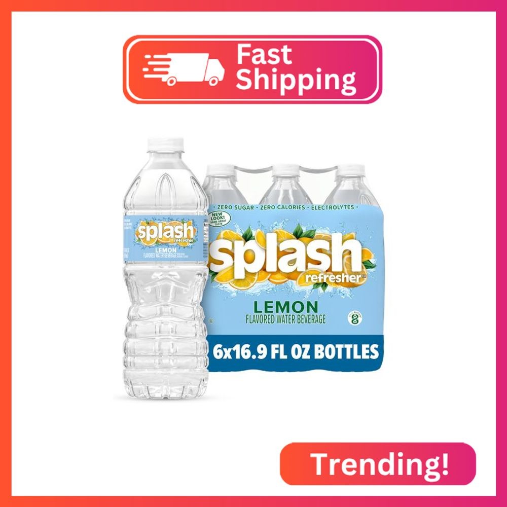 SPLASH REFRESHER Flavored Water Bottles, Lemon Flavor - 6-Pack, 16.9 Fl Oz - Ref gallery