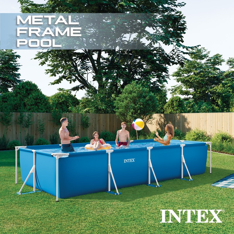 Intex 14.75' x 33" Rectangular Frame Above Ground Outdoor Backyard Swimming Pool gallery