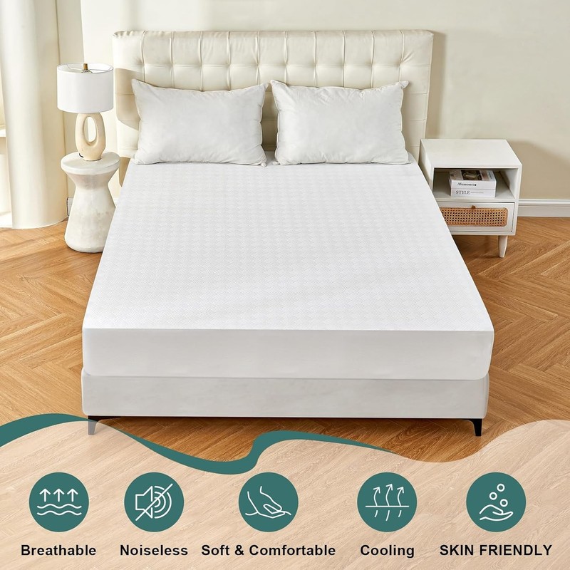 Cooling Waterproof Mattress Protector - Soft Microfiber for Tranquil Sleep gallery
