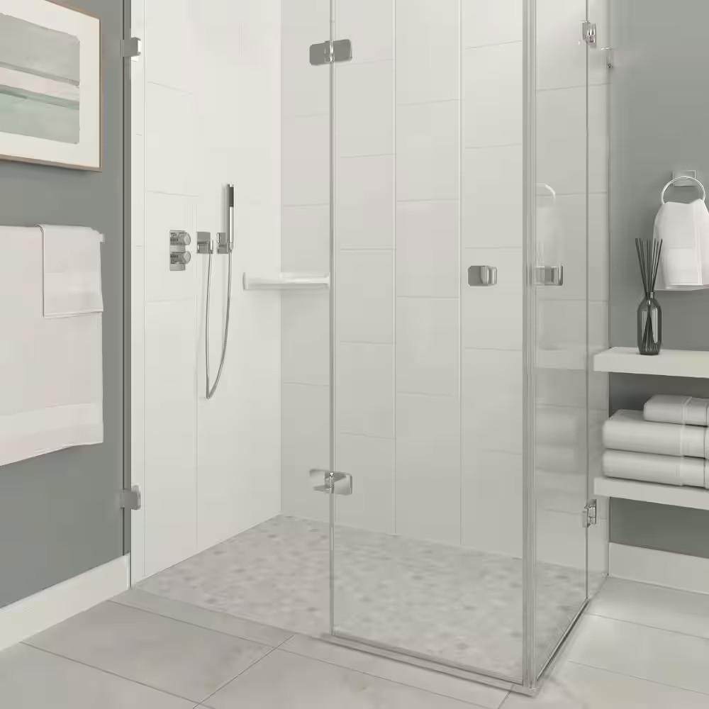 White Ceramic Wall Mount Corner Shower Shelf 8.5 Tile Soap Shampoo Glazed Glossy gallery