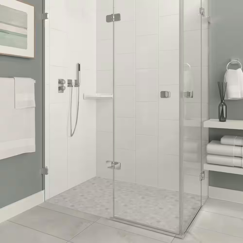 White Ceramic Wall Mount Corner Shower Shelf 8.5 Tile Soap Shampoo Glazed Glossy gallery