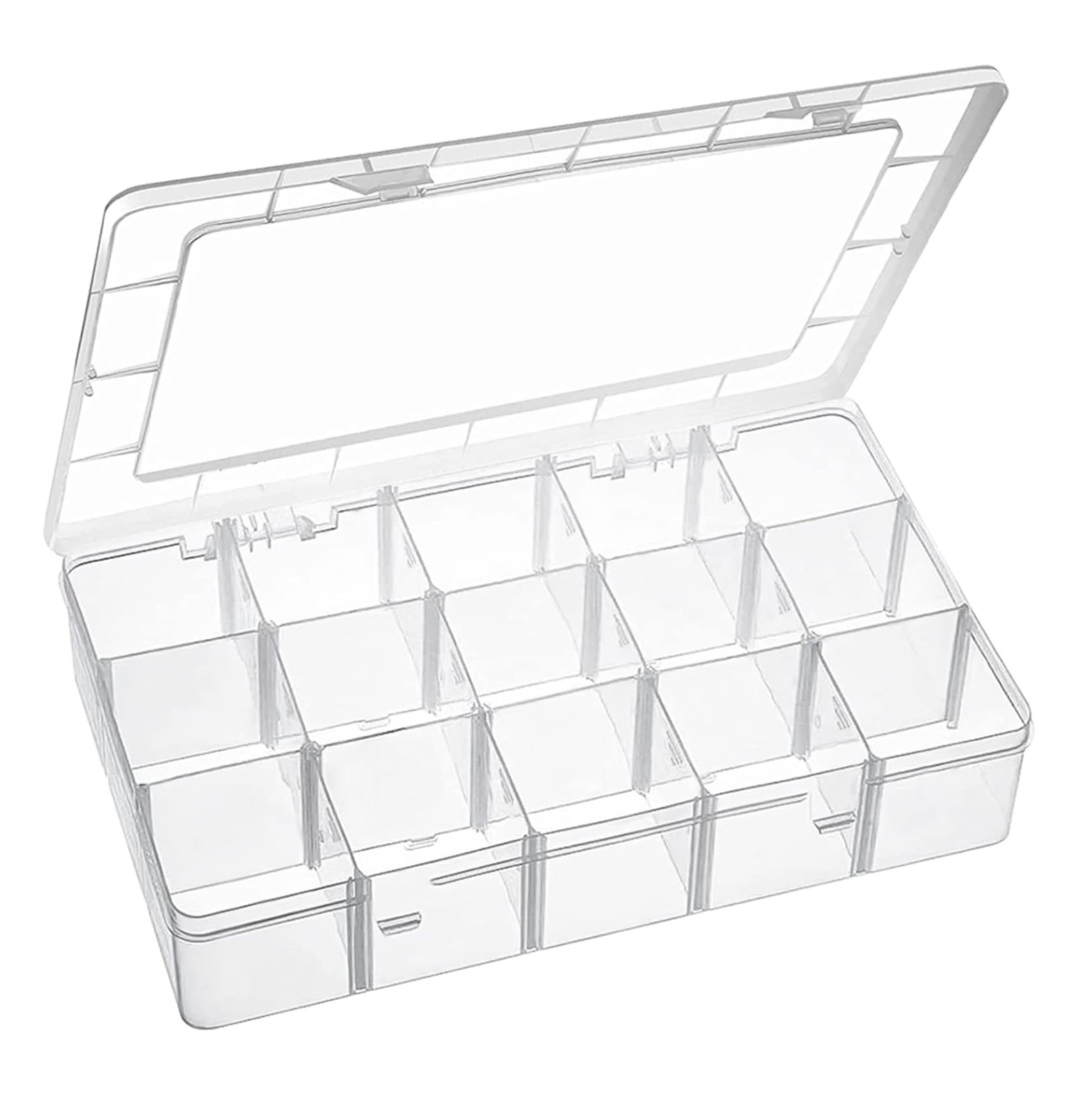 15 Large Grids Plastic Organizer Box with Dividers, Clear Compartment Container gallery