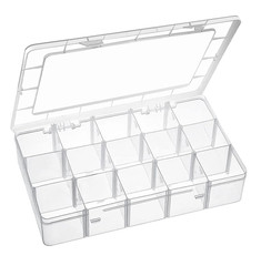 15 Large Grids Plastic Organizer Box with Dividers, Clear Compartment Container