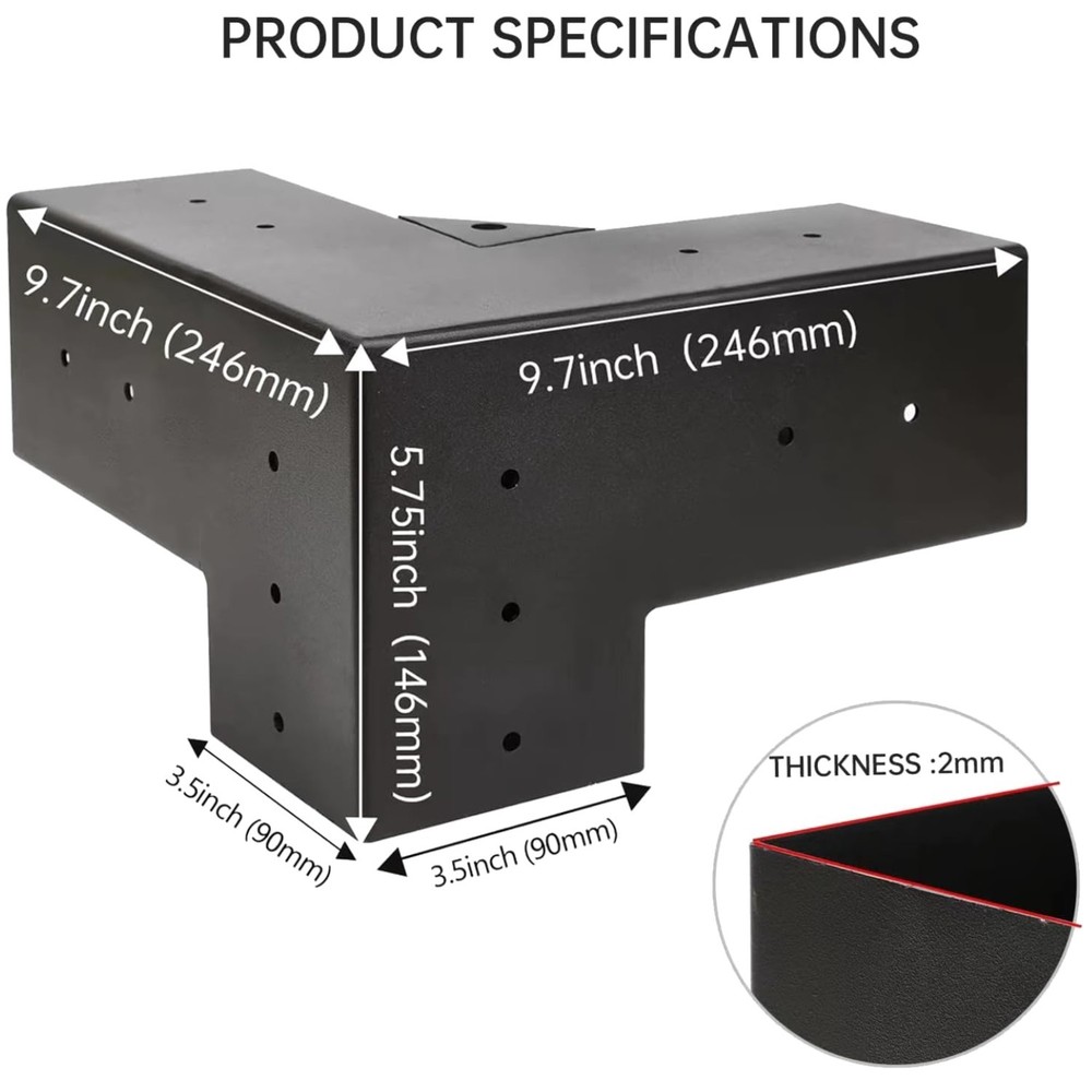 3-Way Right Angle Corner Bracket Set for Pergolas