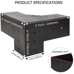 3-Way Right Angle Corner Bracket Set for Pergolas