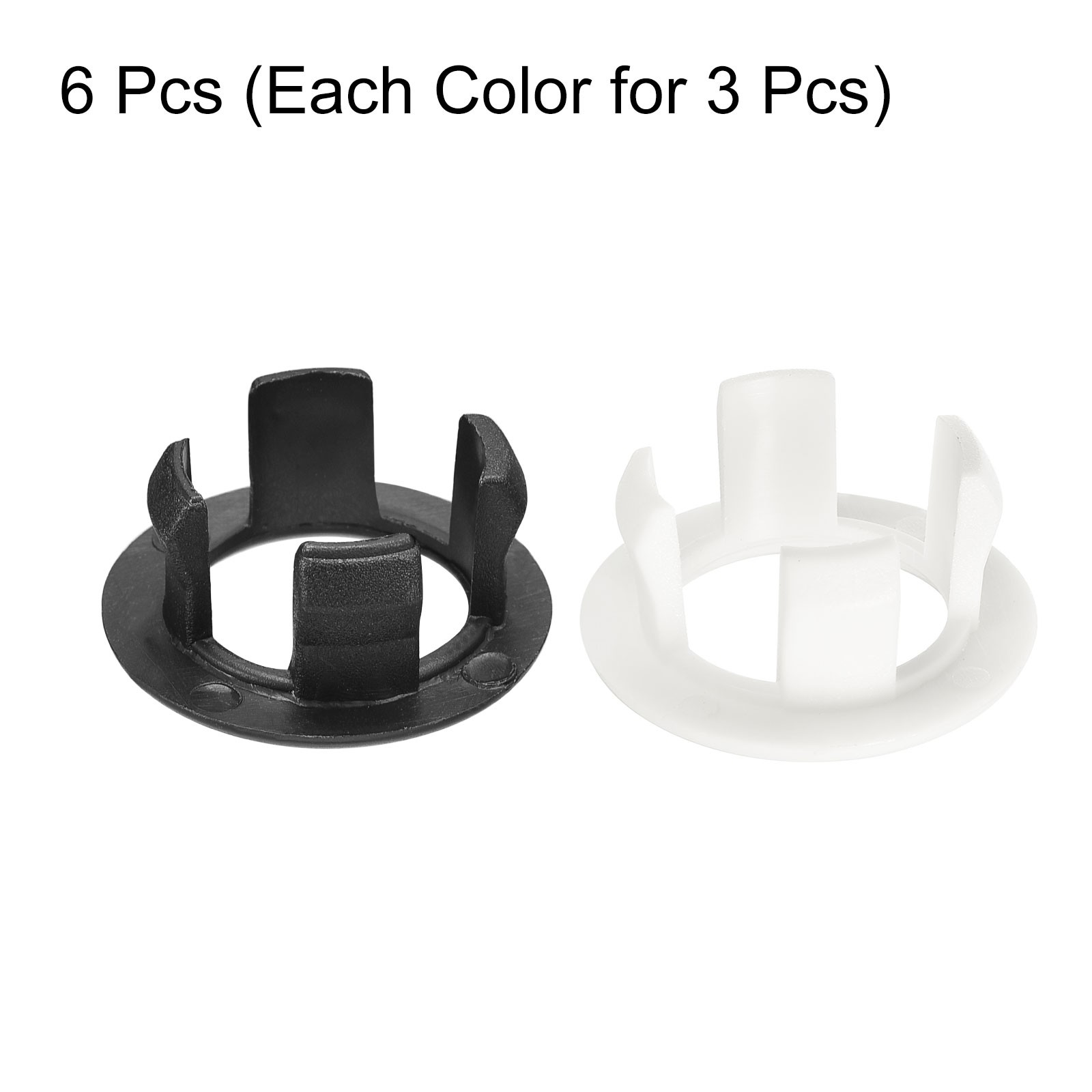 6Pcs 25mm Sink Trim Overflow Cover Ring Hole Insert in Round Caps Black/White gallery