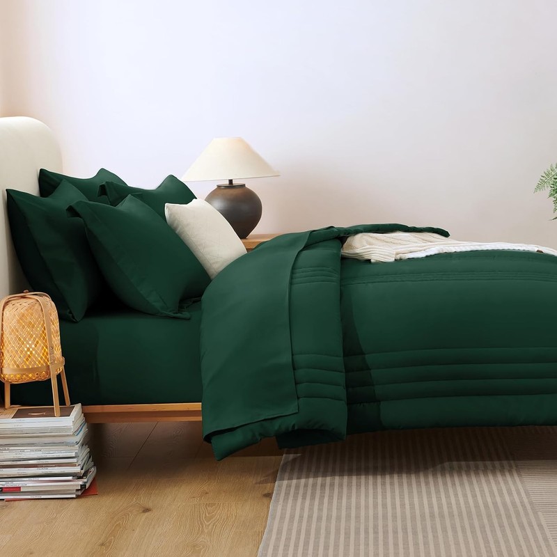 Full Size Comforter Set 7 Pieces Bed in a Bag Emerald Green Comforter Bed Set gallery
