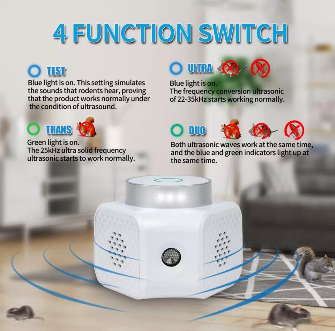 For Ultrasonic Mouse Repellent Squirrel Repeller Rodent Detector Rat Deter US gallery