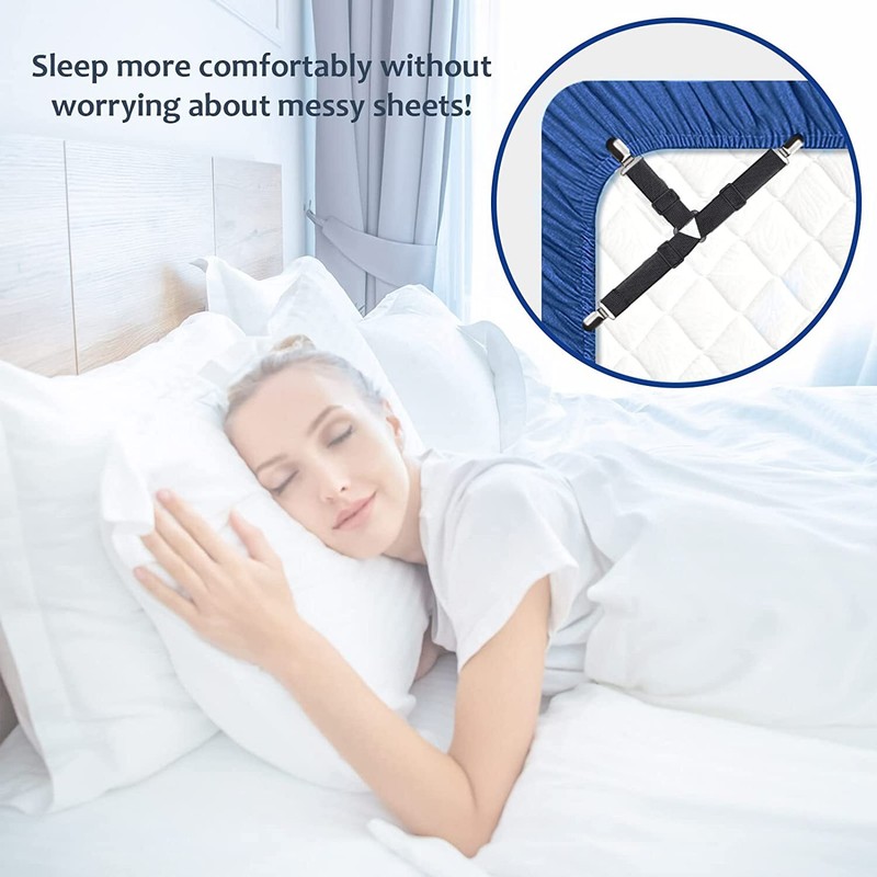 4Bed Sheet Fasteners Adjustable Elastic Suspenders Straps Mattress Covers Clips gallery