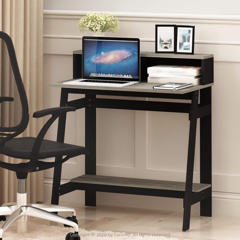 Furinno Simplistic A Frame Computer Desk, Black/French Oak Grey A-frame Design gallery