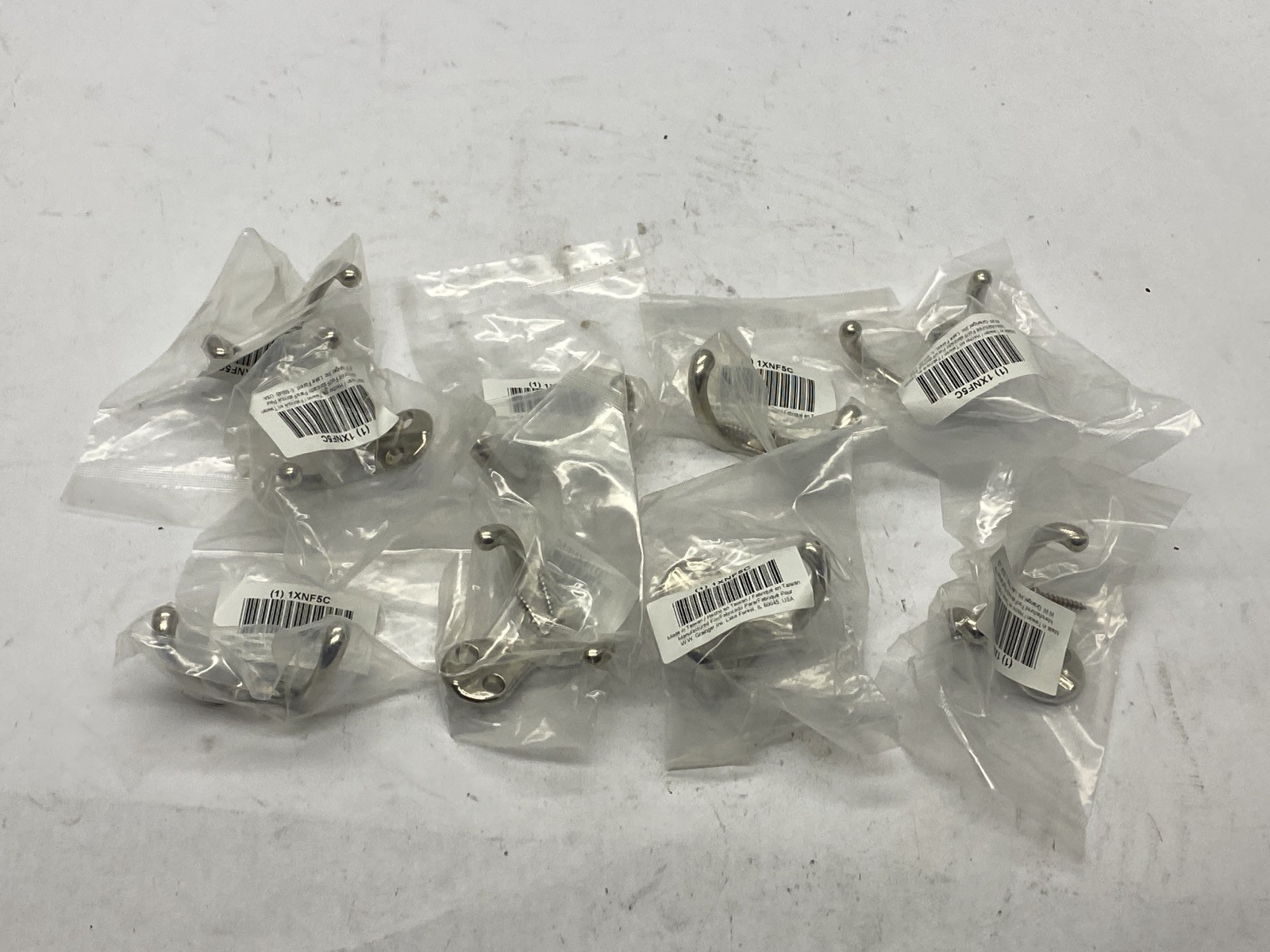 (9) Unbranded 1-1/4” Projection 35 lb Wt Capacity 2 Hook Silver Coat Hooks 1XNF5 gallery