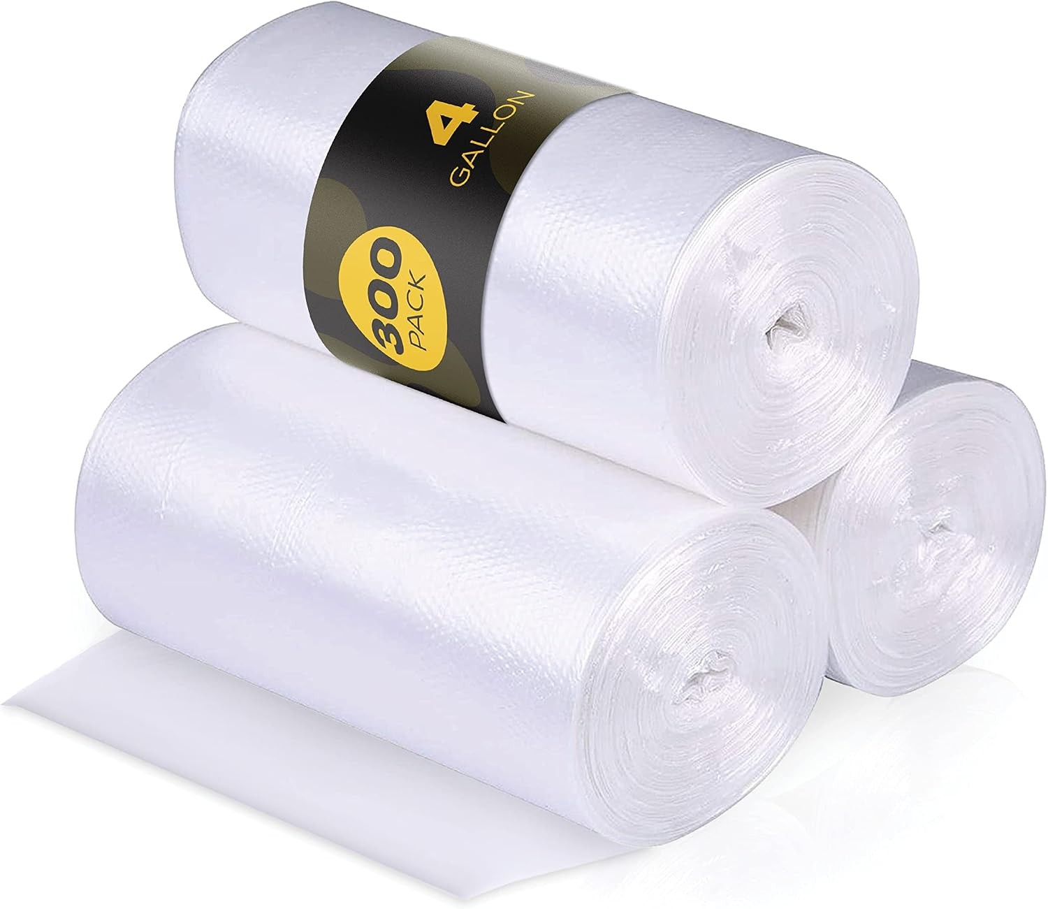4 Gallon Trash Bags - 300 Small Mini Garbage Bags | 17" x 18" Clear Waste Basket gallery