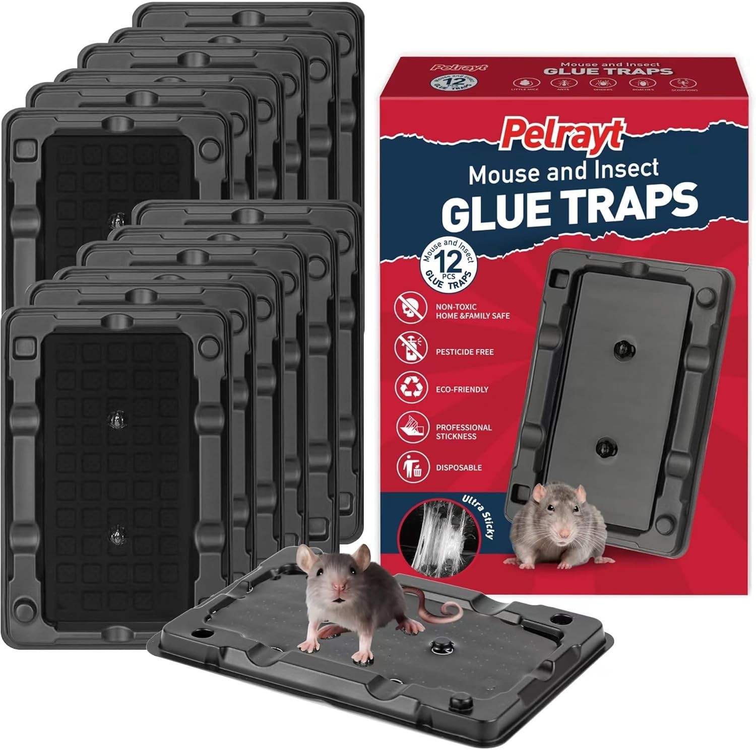 Mouse & Insect Traps 12 Pack, Heavier Sticky Traps with Non-Toxic Glue for Mice gallery