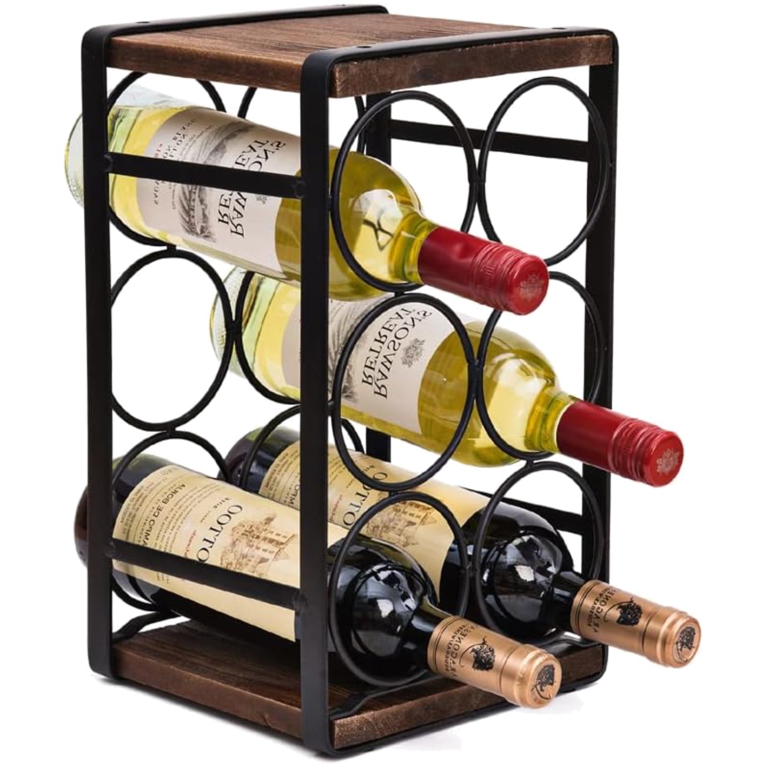 Compact Rustic Wine Rack for 6 Bottles - No Assembly, Perfect for Small Spaces gallery