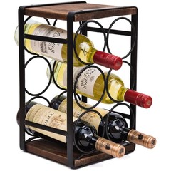 Compact Rustic Wine Rack for 6 Bottles – No Assembly, Perfect for Small Spaces