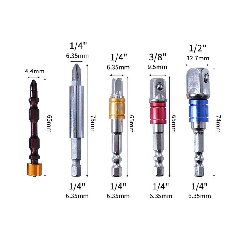 Screwdriver Bit Socket Rod Quadrilateral Head 6Pcs Imperial Hexagonal Shank gallery