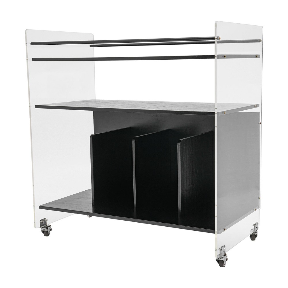 Acrylic End Table,Rectangle Side Table, Bamboo Acrylic Modern End Table