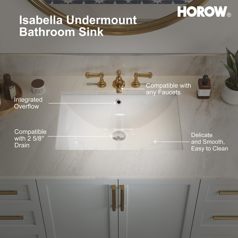 Durable Rectrangle Undermount Ceramic Lavatory Vanity Bathroom Sink White gallery