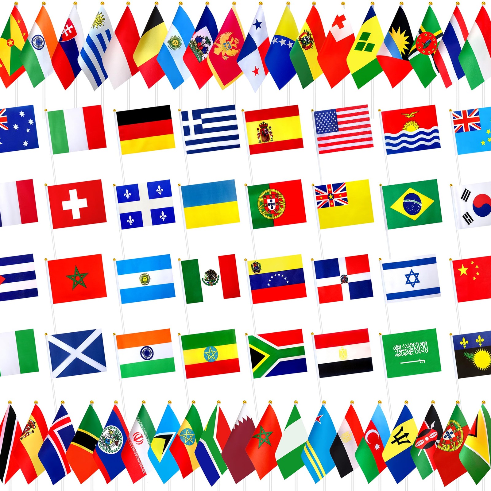 International Flags 226 Countries Small Mini Hand Held on Stick 8.2 x 5.5 Inch gallery